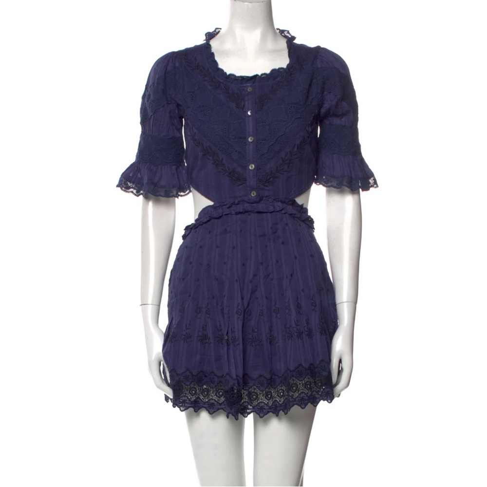 Loveshackfancy Elegant Navy Blue Lace Dress